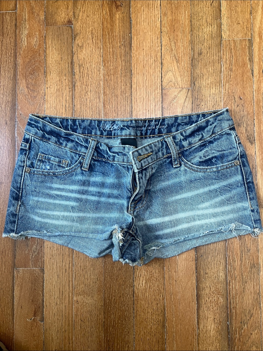 Worn-In Distressed Denim Jean Shorts - Blue